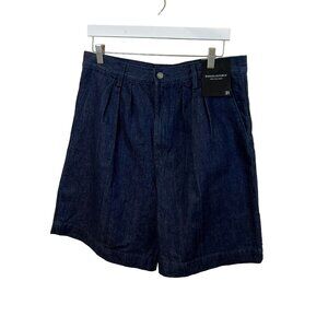 Banana Republic High Rise Pleated Dark Wash Denim Shorts